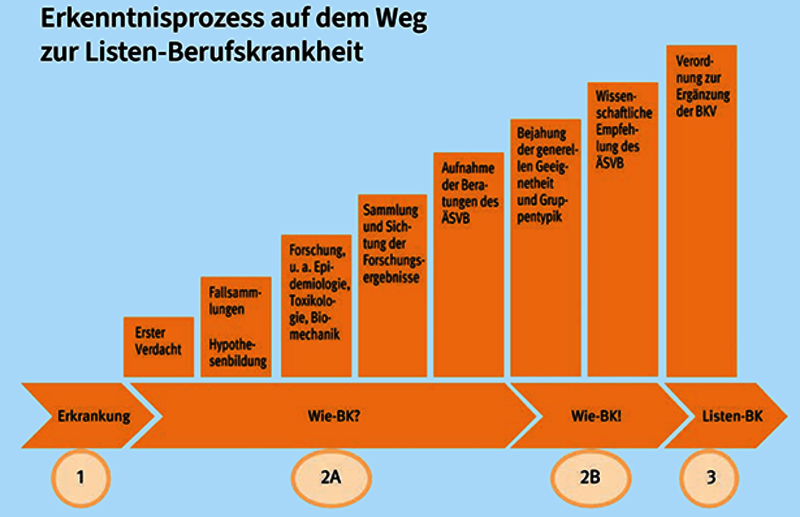 Grafik: Erkenntnisprozess auf dem Weg zur Berufskrankheit